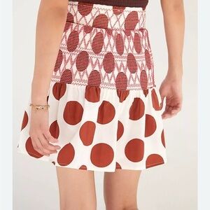 MAEVE | Anthropologie polka dot brown and white lined skirt size medium NWOT